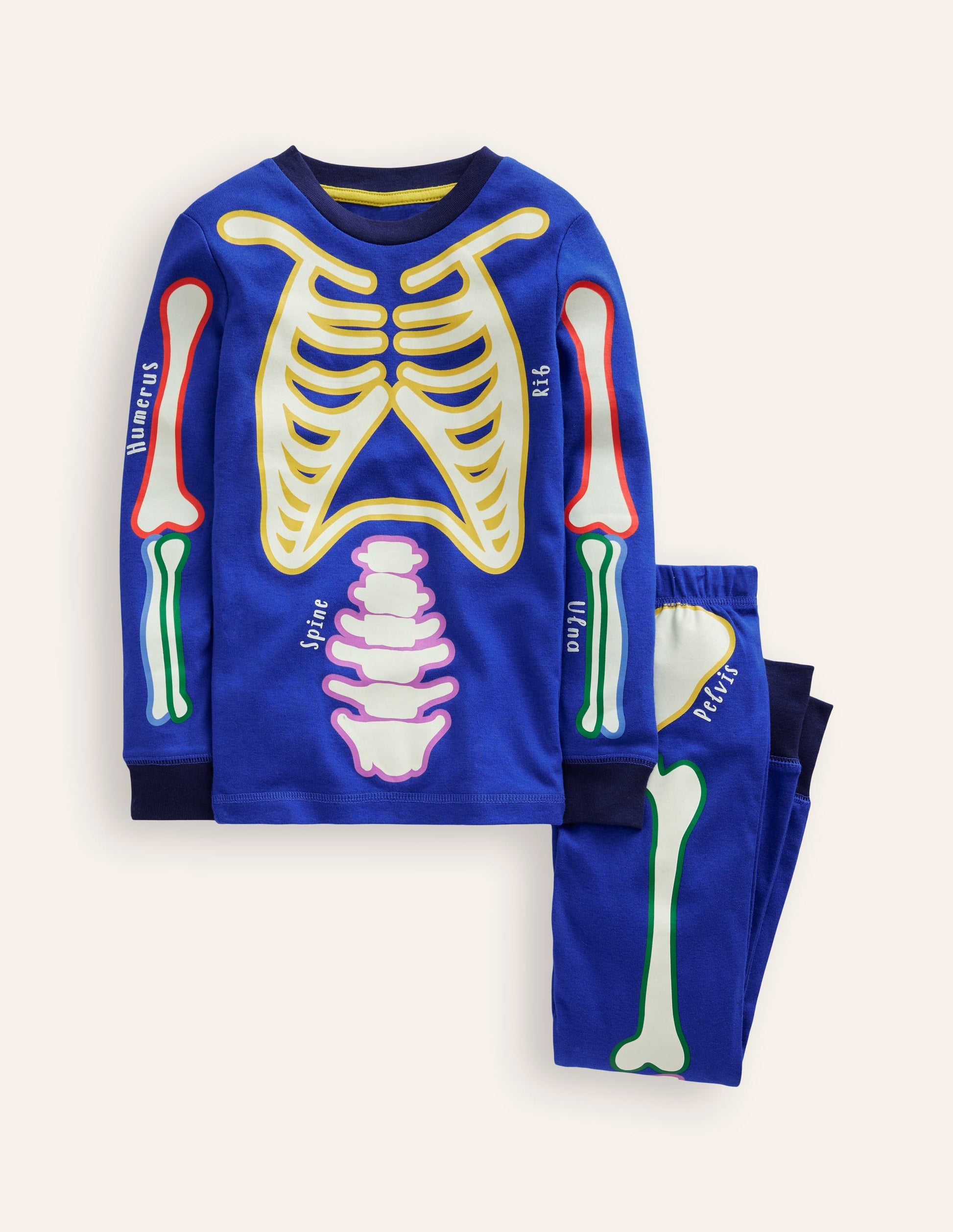 Snug Glow-in-the-dark Pyjamas-Blue Skeleton-1