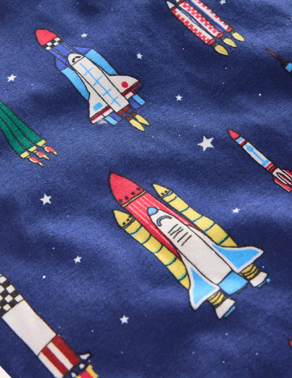 Snug Glow-In-The-Dark Pyjamas-Starboard Blue Rockets