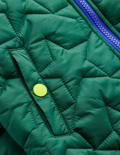 Quilted Bomber Jacket-Jewel Green