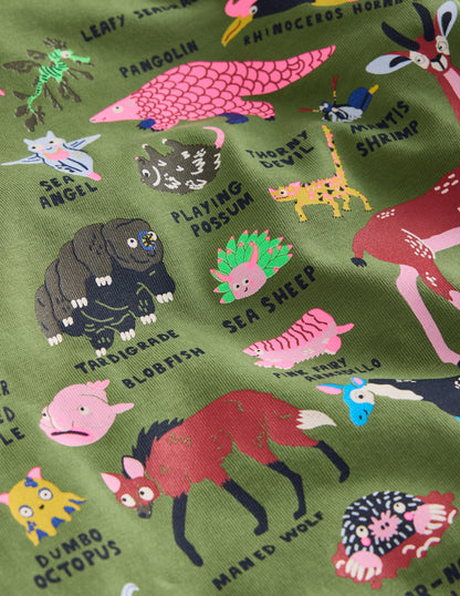 Animal Short Sleeve T-Shirt-Safari Green Odd Animals-3
