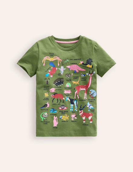 Animal Short Sleeve T-Shirt-Safari Green Odd Animals