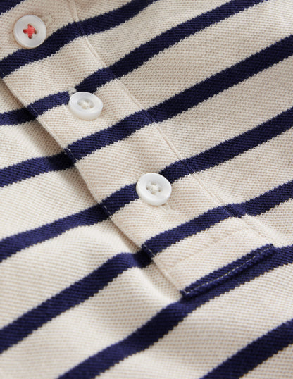 Piqué Polo Shirt-Ivory/College Navy