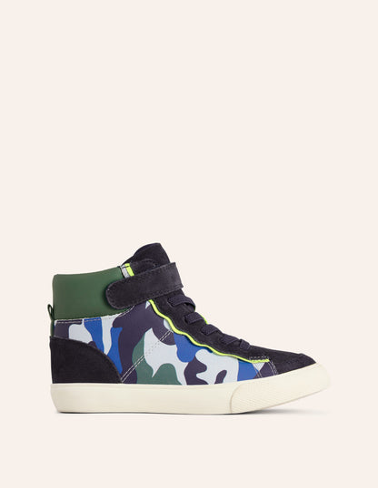 Leather High Tops-Kingfisher Blue Camo