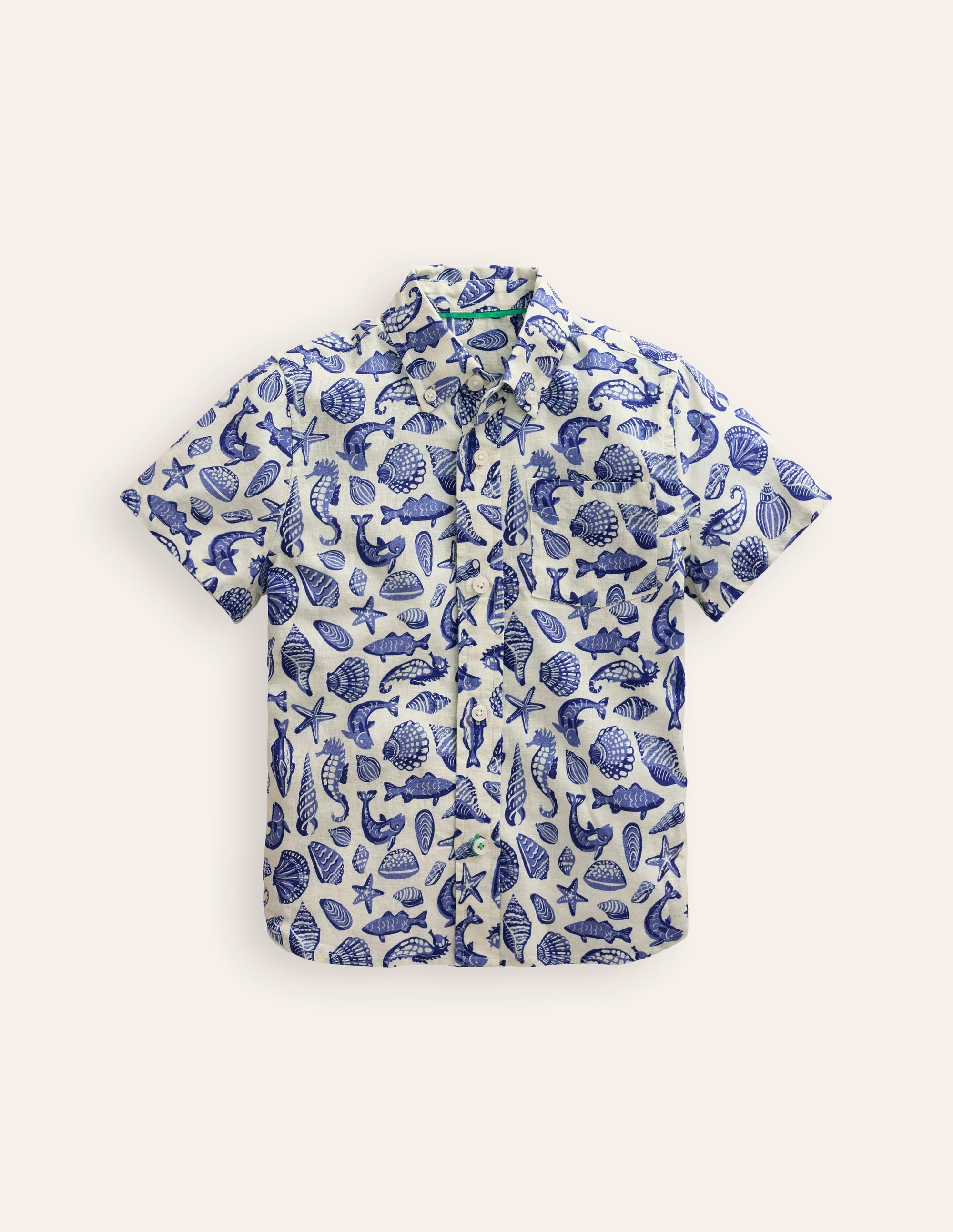 Cotton Linen Shirt-Sapphire Blue Seashore - Image 1