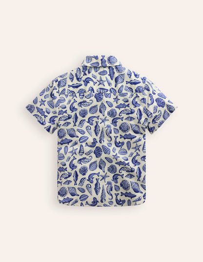 Cotton Linen Shirt-Sapphire Blue Seashore-2