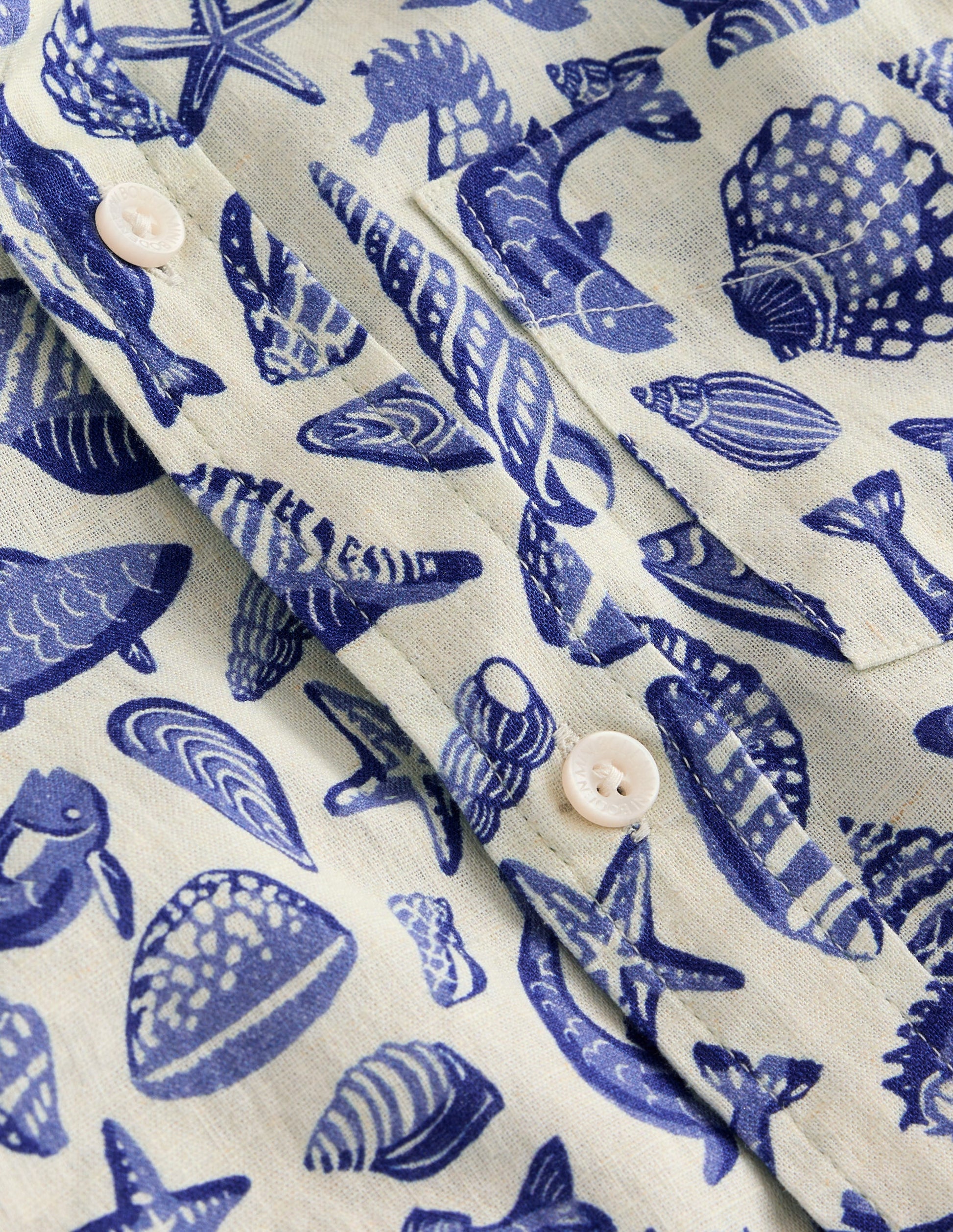 Cotton Linen Shirt-Sapphire Blue Seashore-3