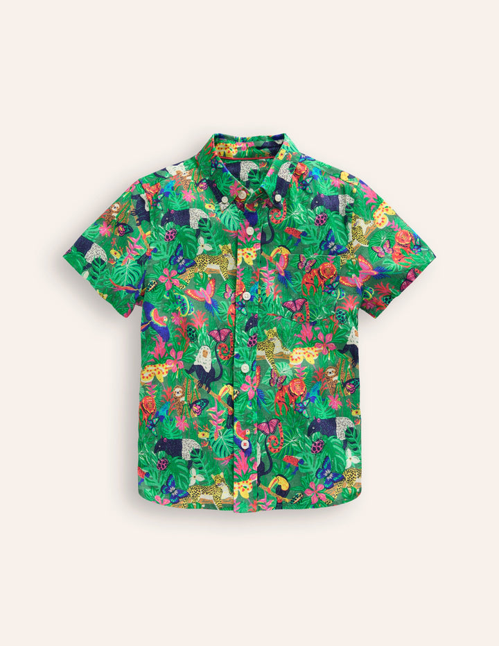 Cotton Linen Shirt-Tropical Rainforest