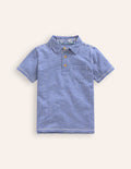 Slub Polo Shirt-Sapphire Blue/ Vanilla Pod