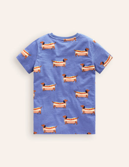 All-over Printed T-Shirt-Surf Blue Hot Dog