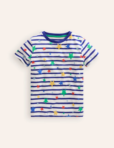 All-over Printed T-Shirt-Breton Multi Star