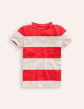 Washed Slub T-shirt-Poppy Red/ Ivory