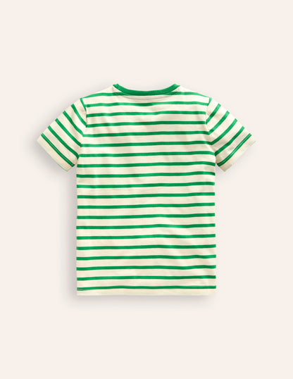 Big Appliqué Logo T-shirt-Runnerbean Green/ Ivory Digger