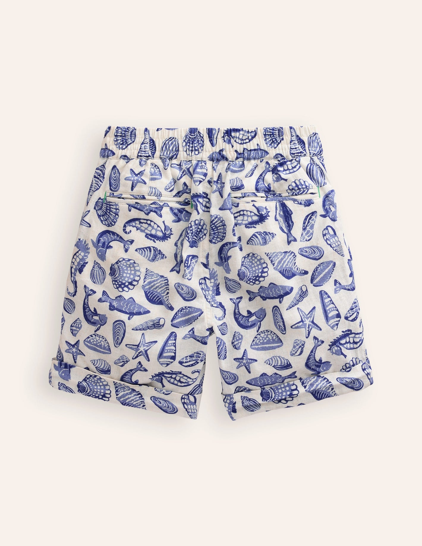 Smart Roll Up Shorts-Vintage Blue Seashore