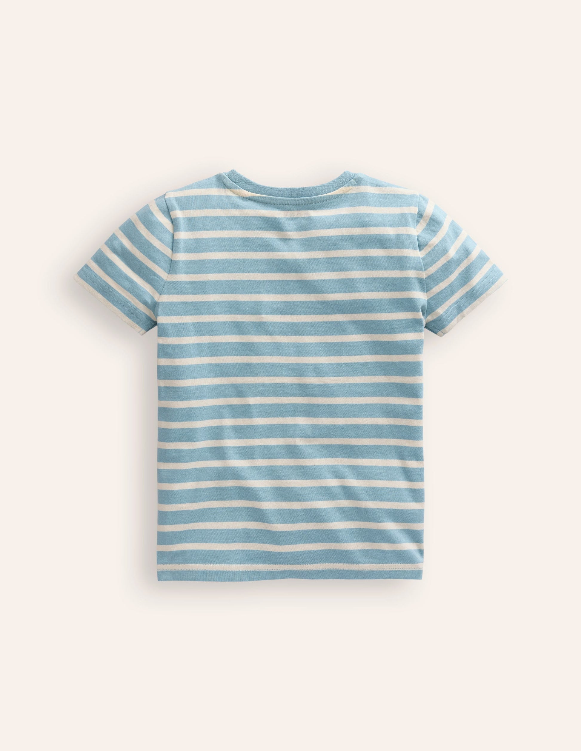 Appliqué Pirate Ship T-shirt-Vintage Blue/ Ivory Stripe-3