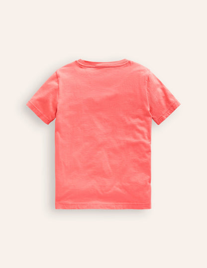 Big Appliqué Animals T-shirt-Coral Pink Toucans-2