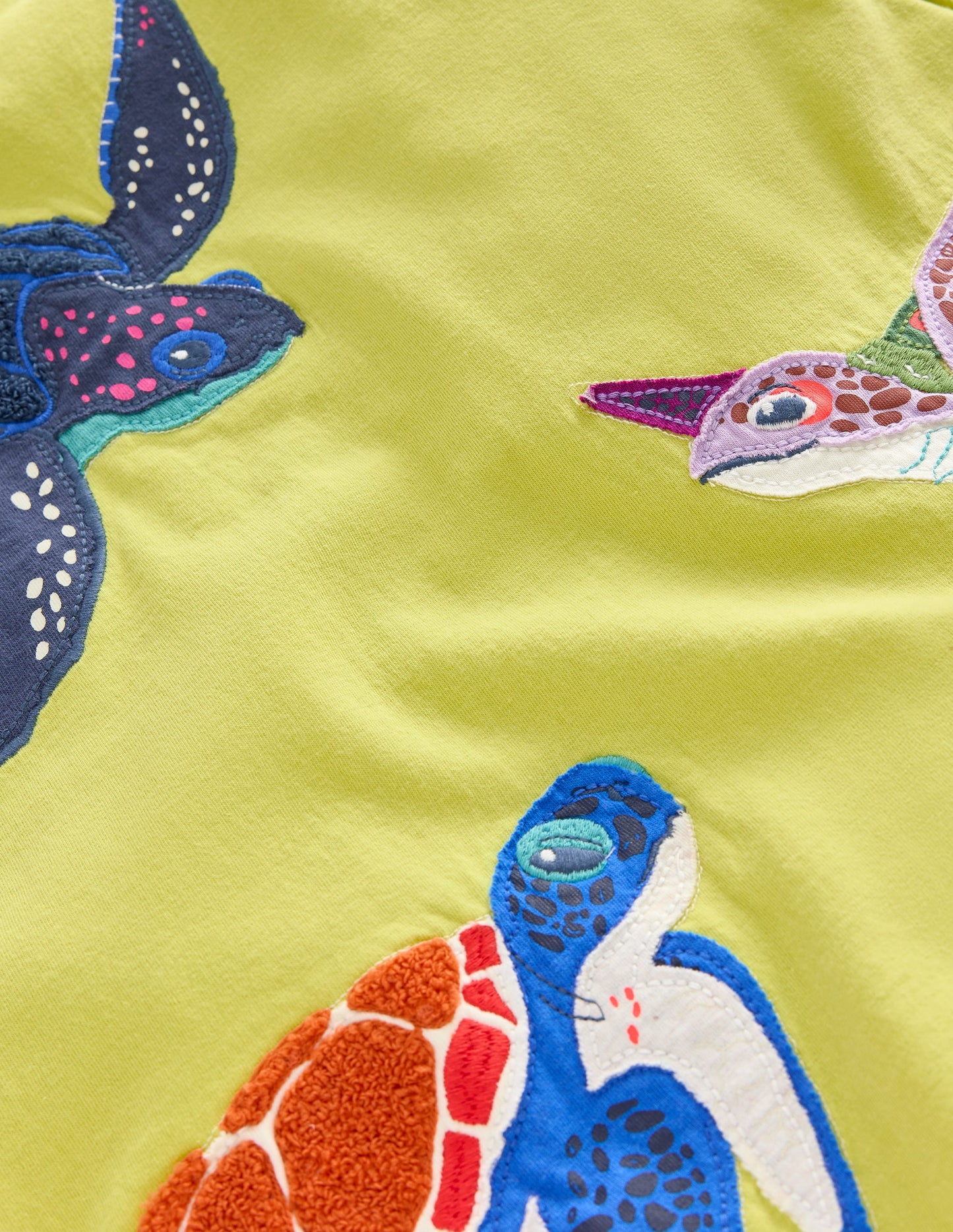Big Appliqué Animals T-shirt-Sherbet Yellow Turtles