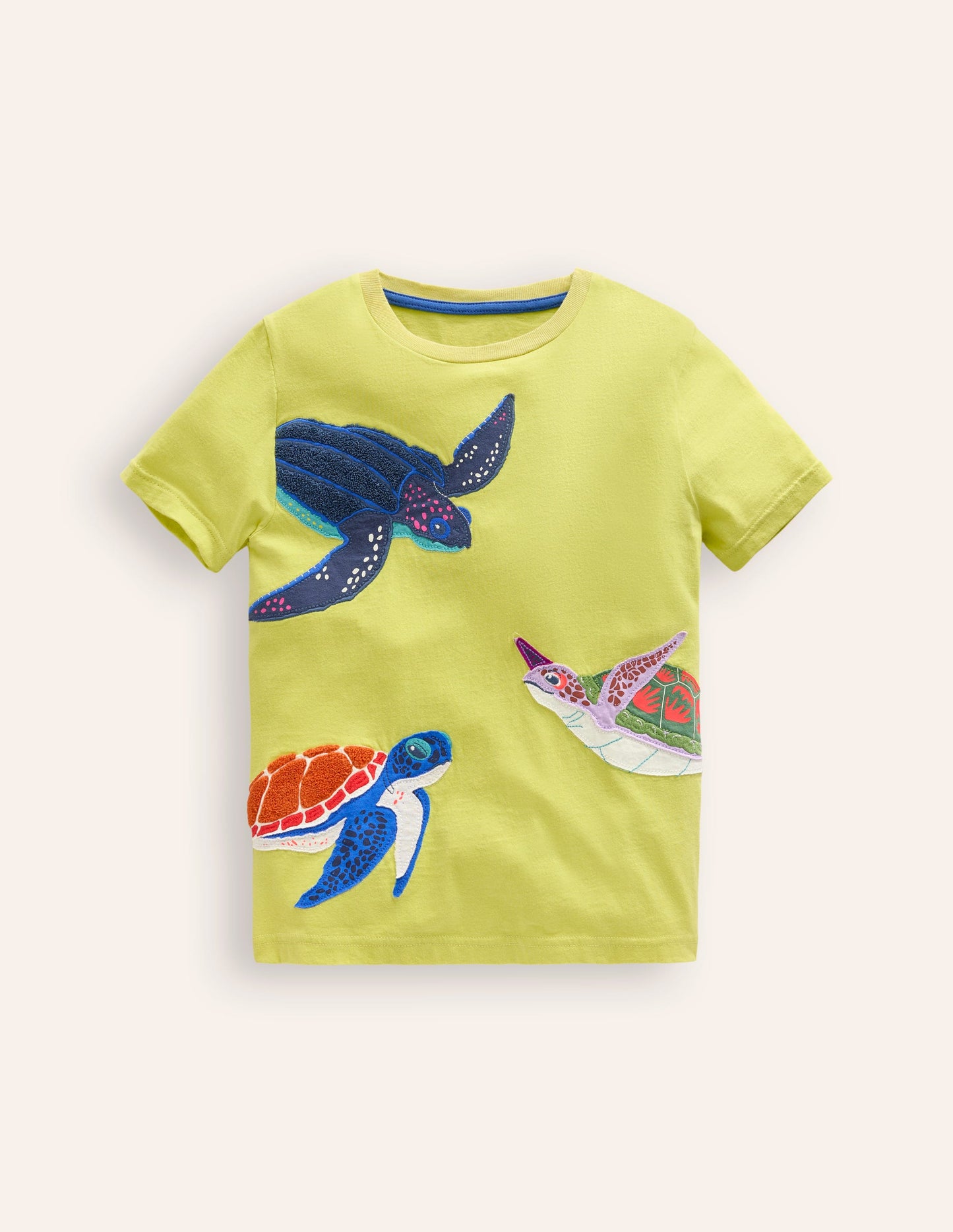Big Appliqué Animals T-shirt-Sherbet Yellow Turtles