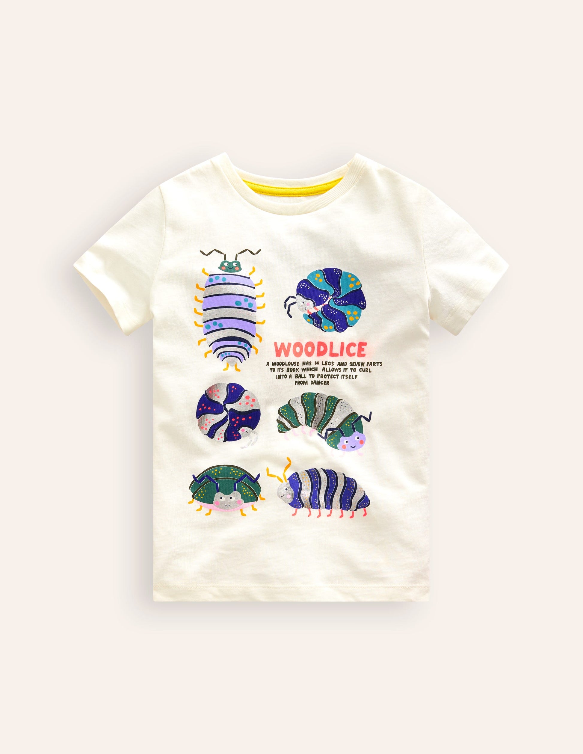 Foil Printed T-shirt-Ivory Woodlice-1