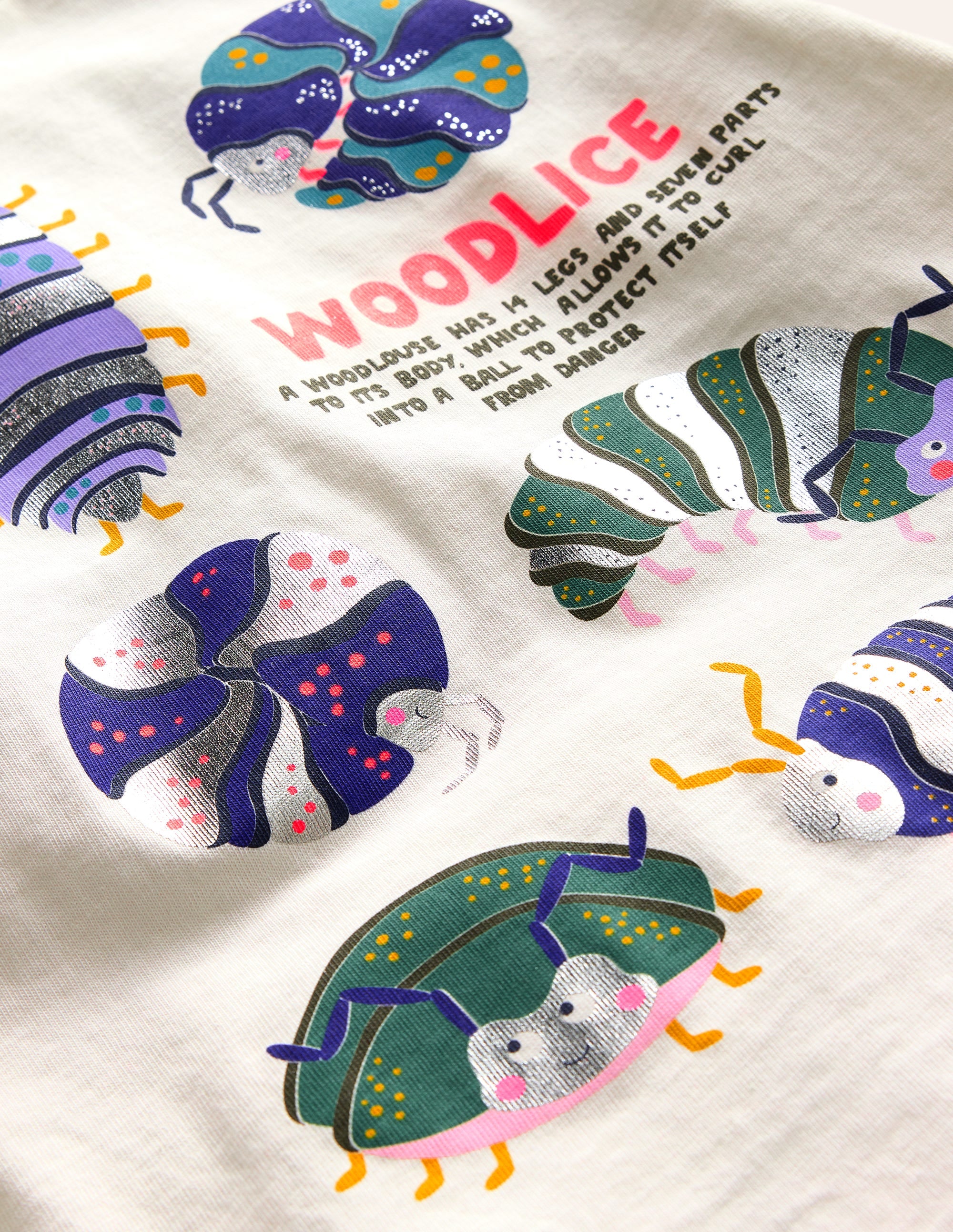 Foil Printed T-shirt-Ivory Woodlice - Image 3