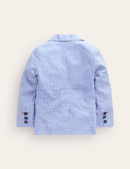 Seersucker Blazer-Vintage Blue / Ivory Stripe