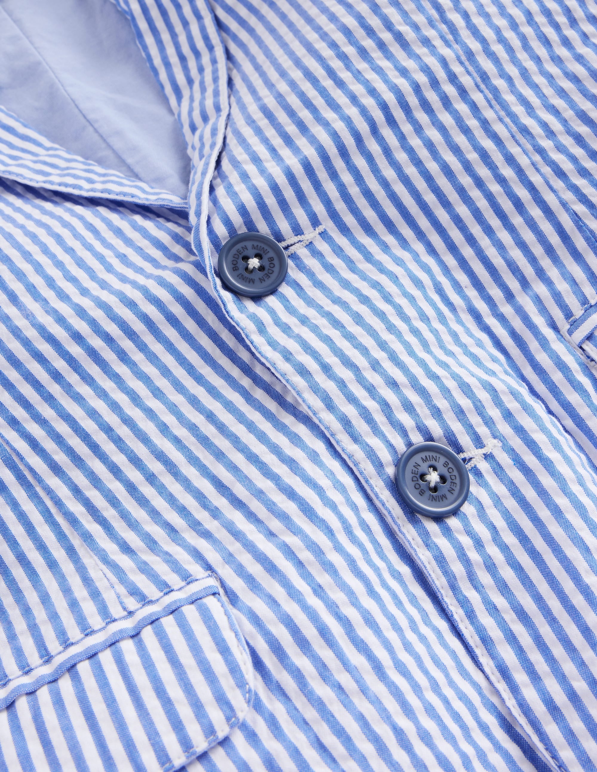 Seersucker Blazer-Vintage Blue / Ivory Stripe - Image 3
