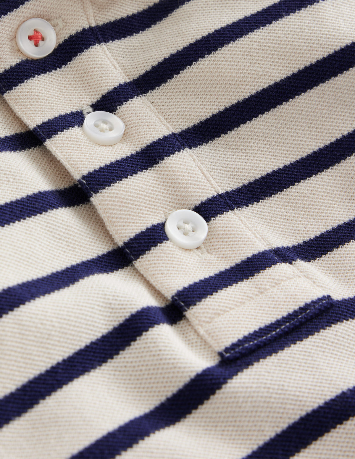Piqué Polo Shirt-Ivory/College Navy - Image 3