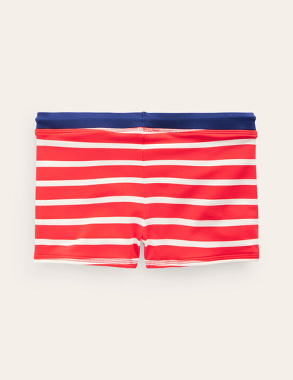 Swim Trunks-Fire Red and Ivory