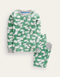 Snug Single Long John Pyjamas-Aloe Green Sheep