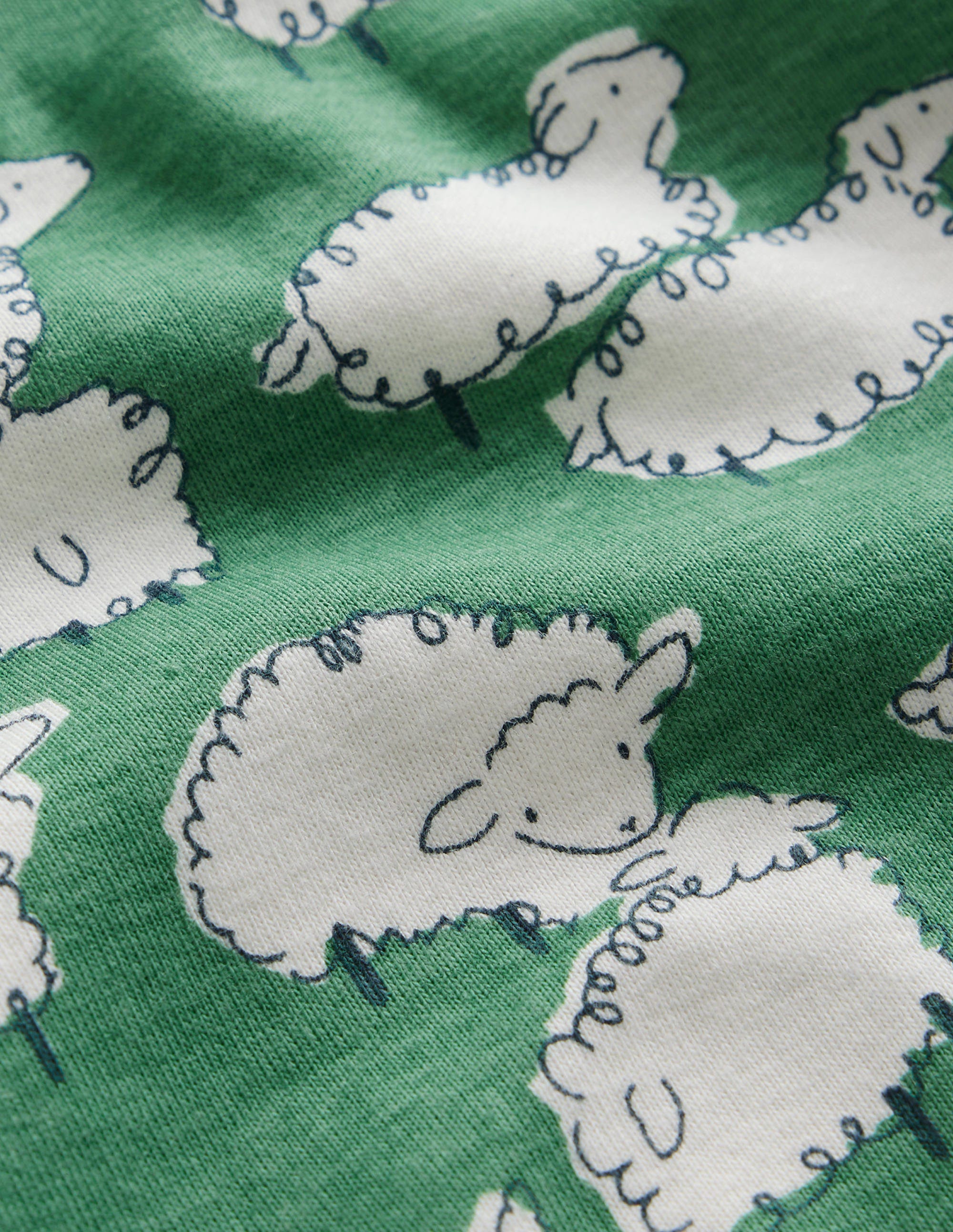 Snug Single Long John Pyjamas-Aloe Green Sheep - Image 3