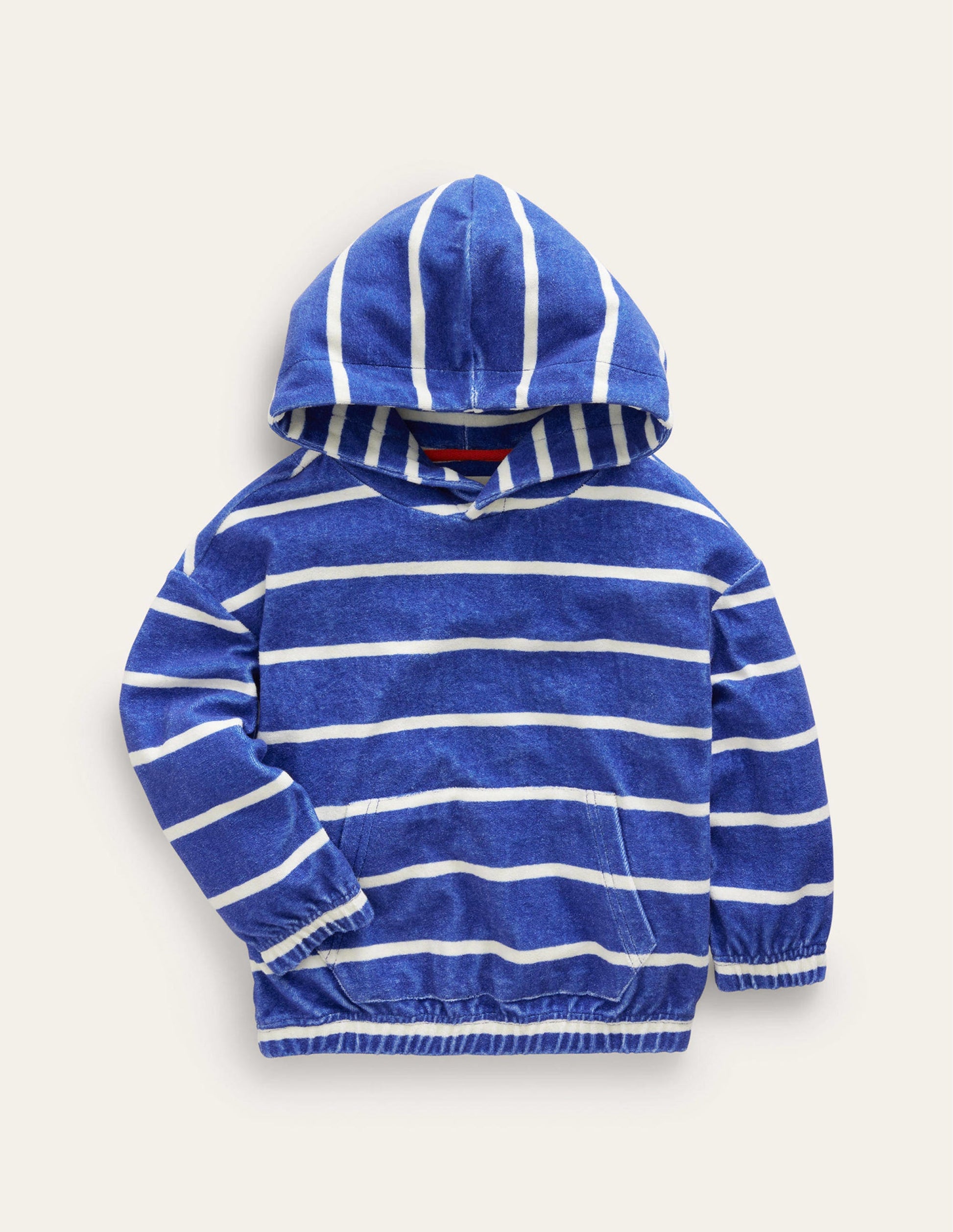 Towelling Hoodie-Sapphire Blue/Ivory Stripe-1