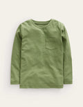 Long-sleeved Washed T-shirt-Safari Green