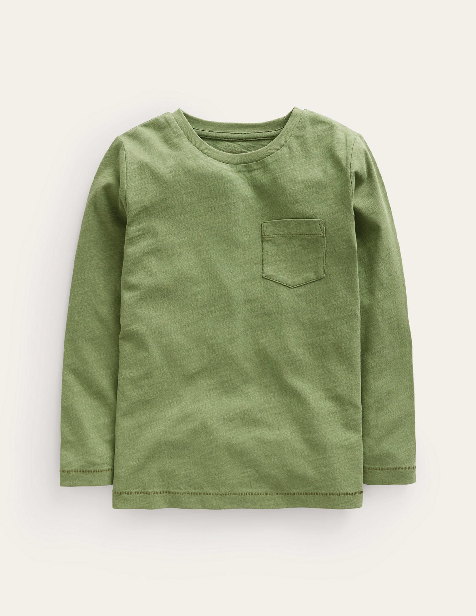 Long-sleeved Washed T-shirt-Safari Green - Image 1