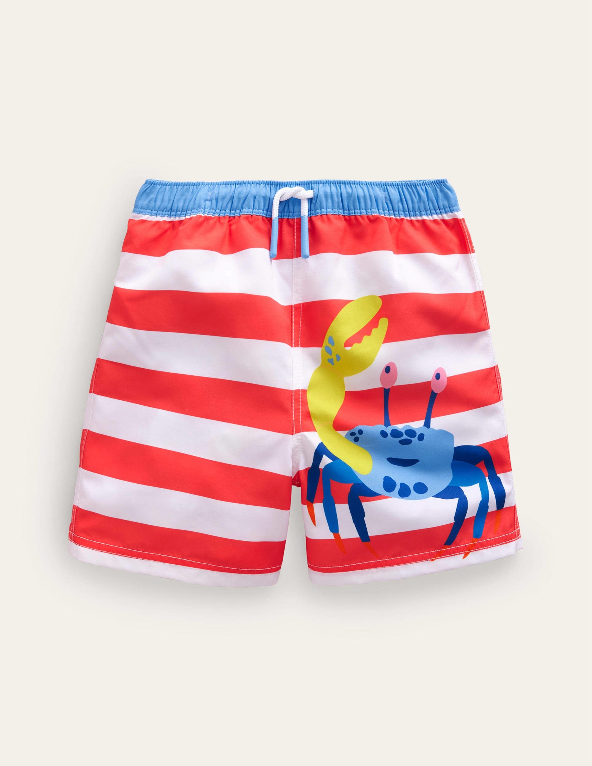 Swim Shorts-Red and White Crab-1