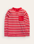 Breton Rash Vest-Red/ Ivory Stripe