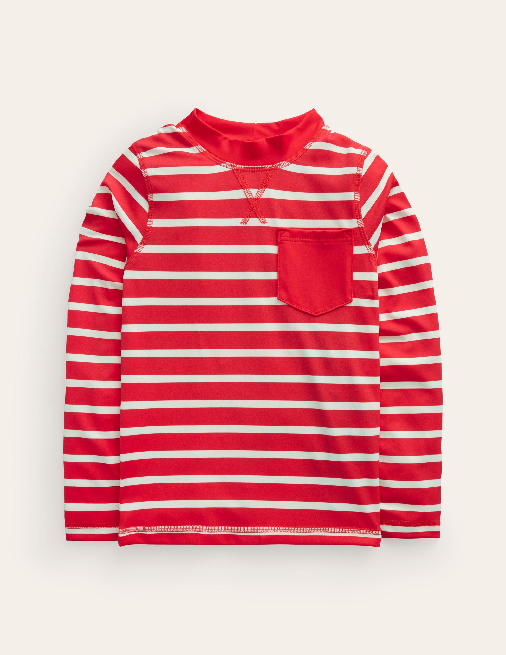 Breton Rash Vest-Red/ Ivory Stripe-1