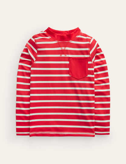 Breton Rash Vest-Red/ Ivory Stripe-1