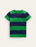 Washed Slub T-shirt-Runner Bean/College Navy