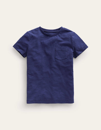 Washed Slub T-shirt-College Navy