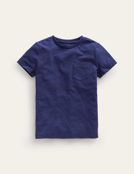 Washed Slub T-shirt-College Navy