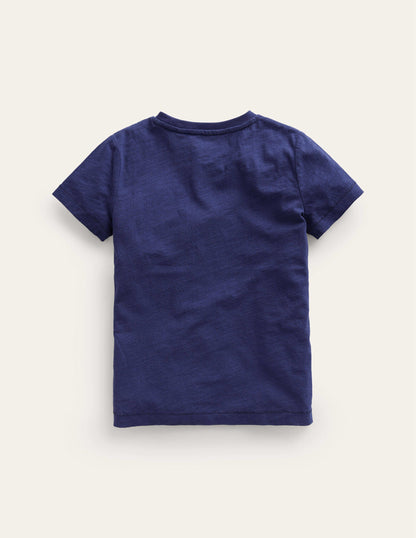 Washed Slub T-shirt-College Navy