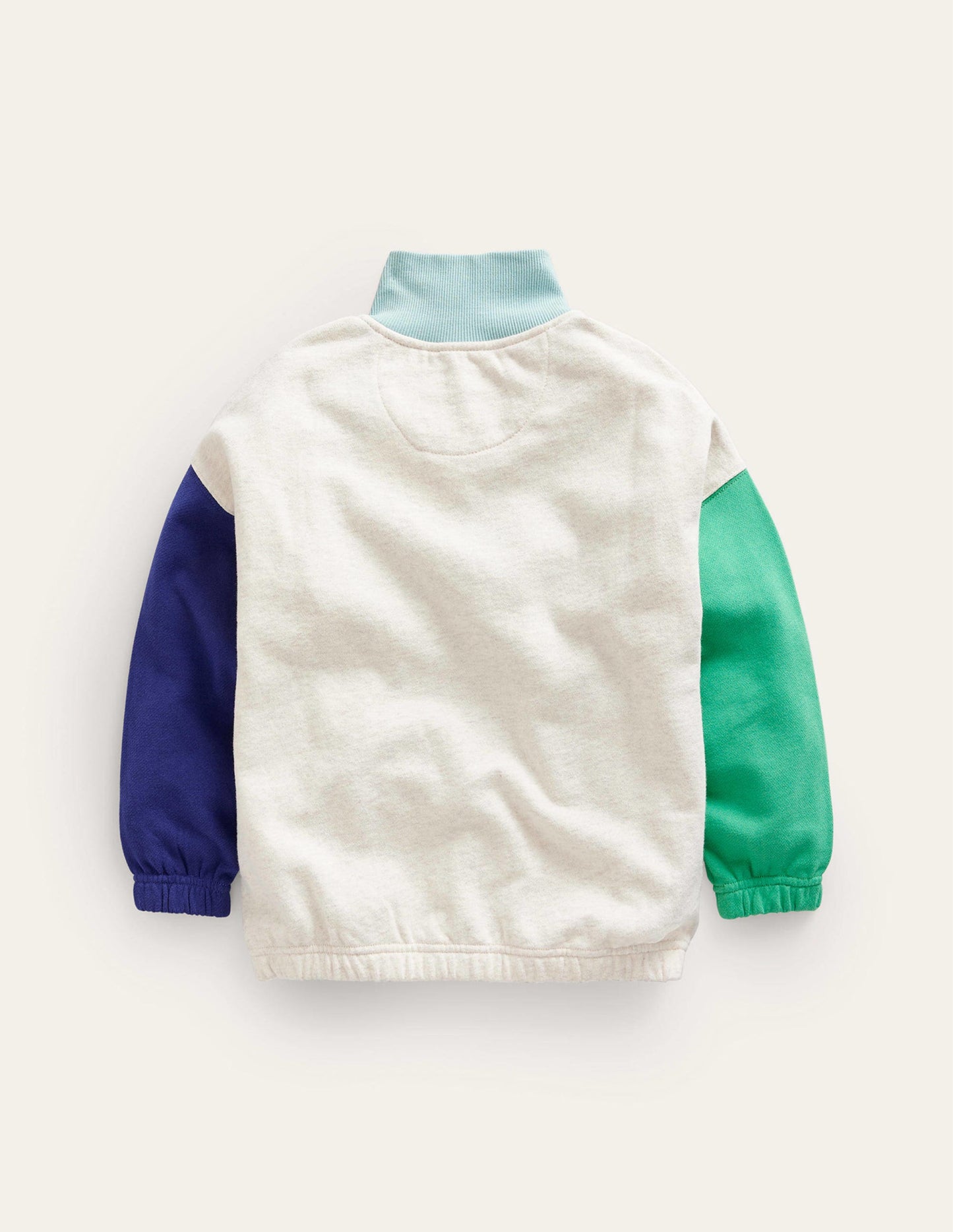 Colourblock Half Zip Sweat-Oatmeal Marl Colourblock