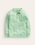 Slubbed Long-Sleeve Polo Shirt-Pistachio Green