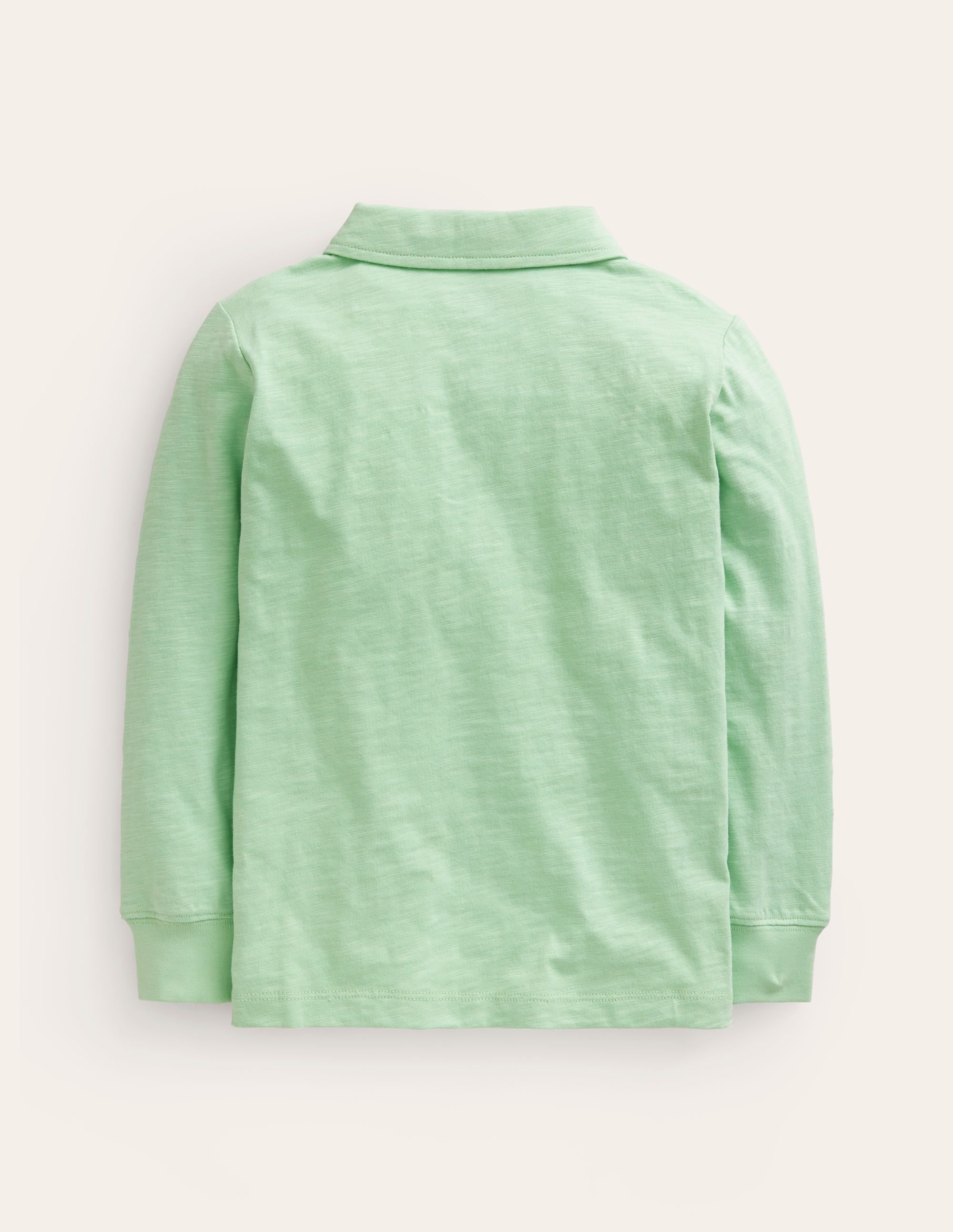 Slubbed Long-Sleeve Polo Shirt-Pistachio Green - Image 2