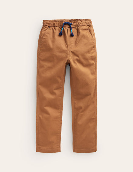 Slim Pull-On Trousers-Butterscotch Brown