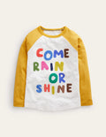 Joyful Raglan T-shirt-Ivory/Gooseberry Yellow