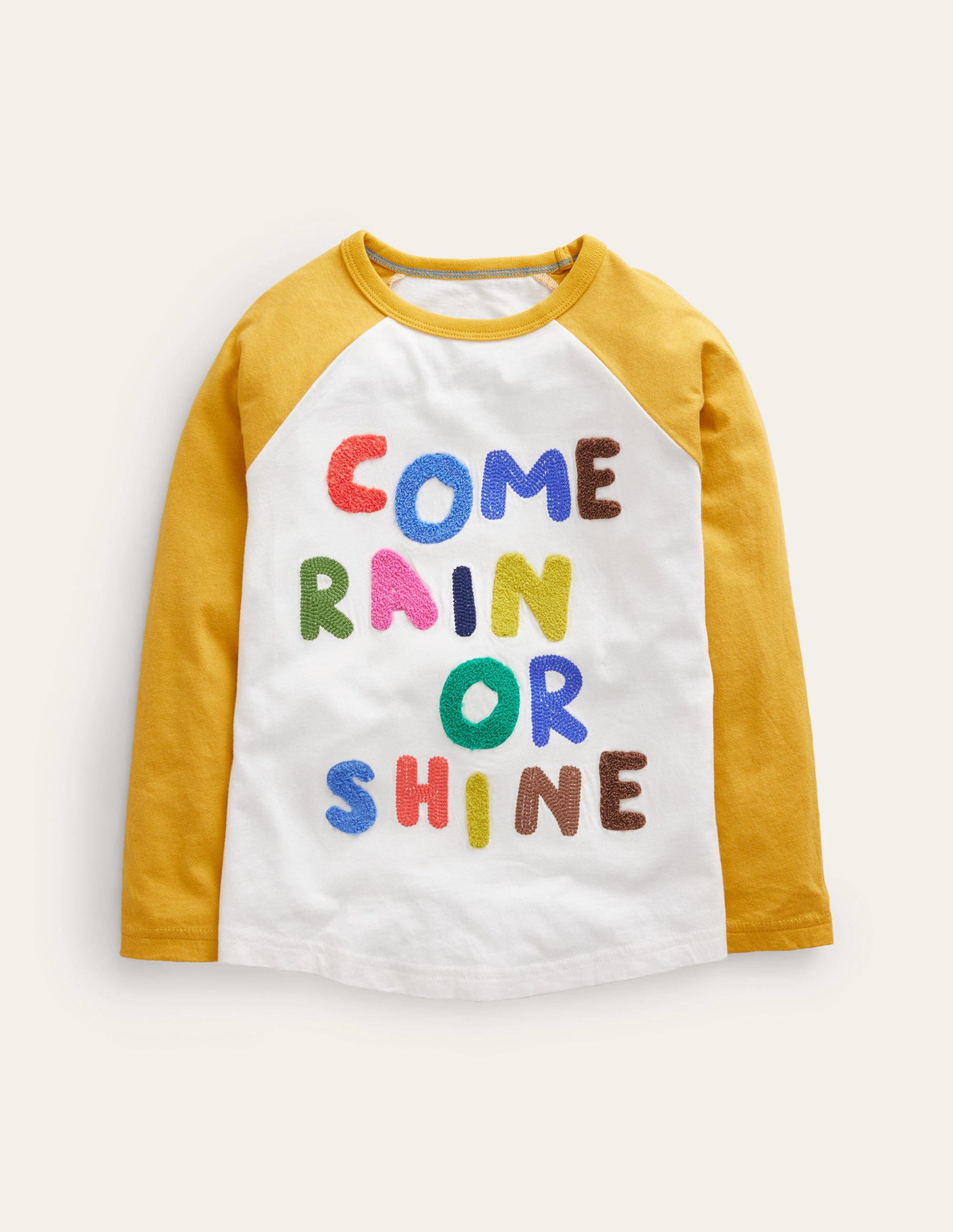Joyful Raglan T-shirt-Ivory/Gooseberry Yellow-1