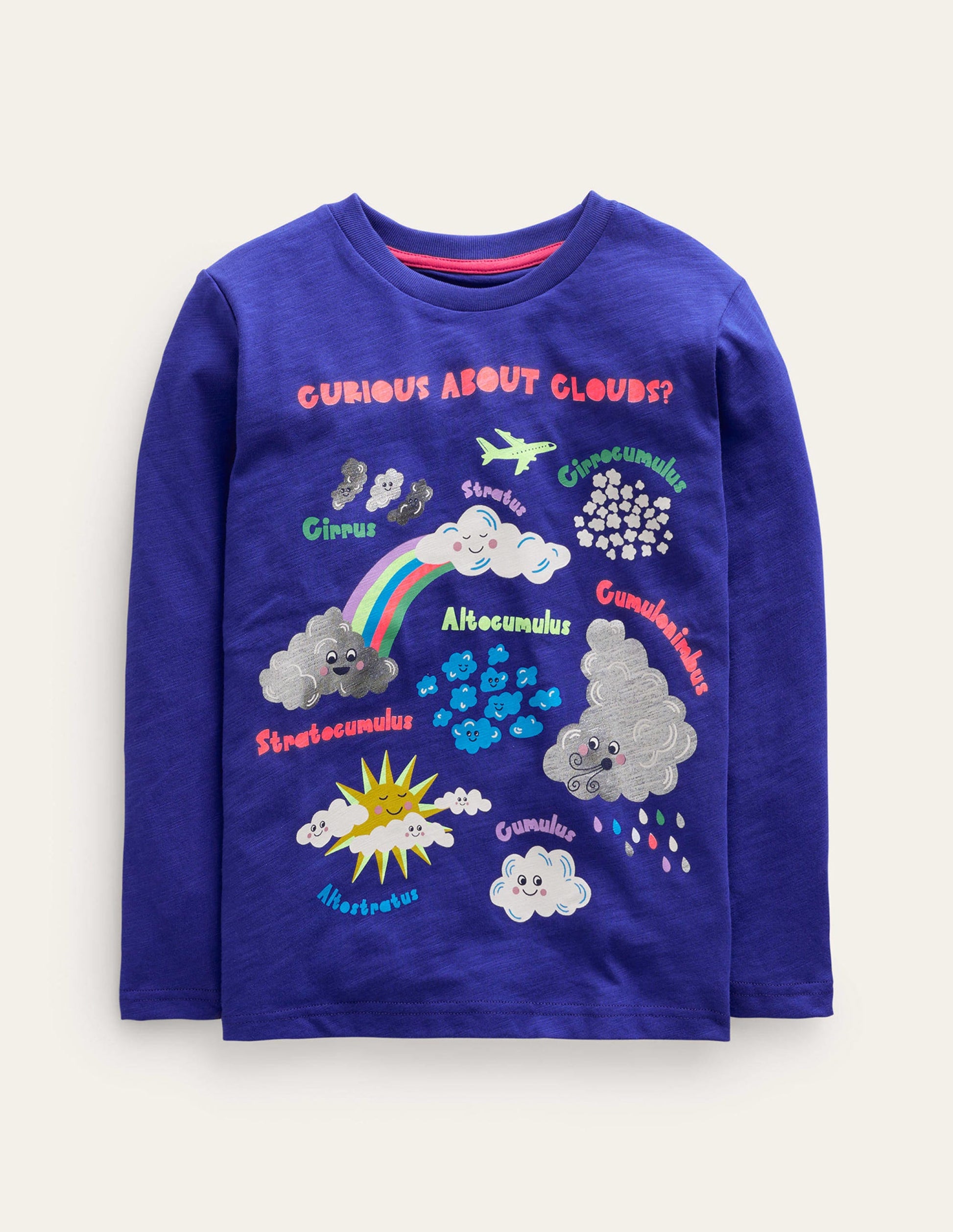 Printed Educational T-shirt-Blue Heron Clouds-1