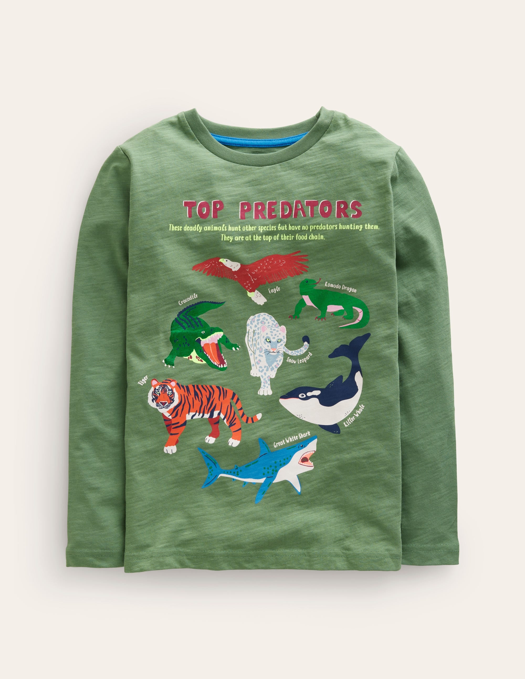 Printed Educational T-shirt-Classic Khaki Animals - Image 1