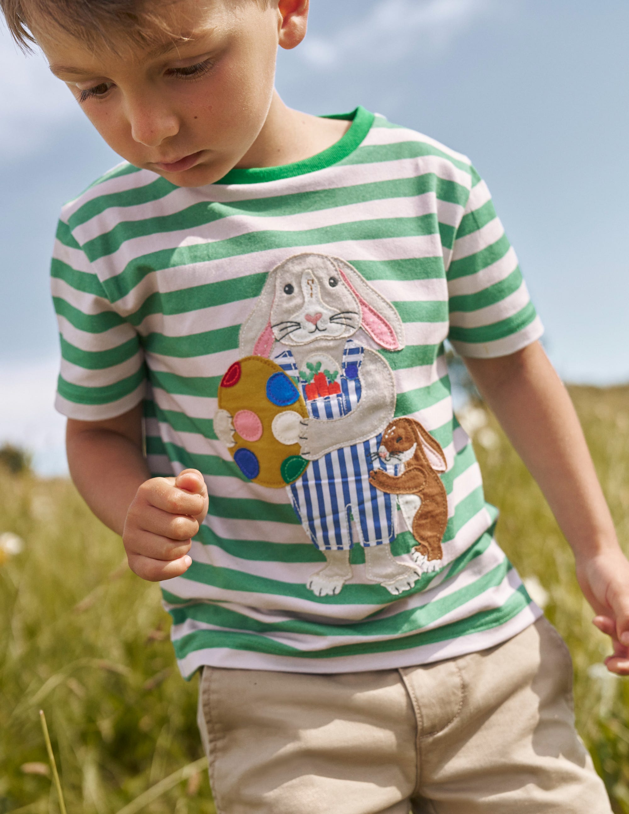 Easter Appliqué T-shirt-Aloe Green/Ivory - Image 4