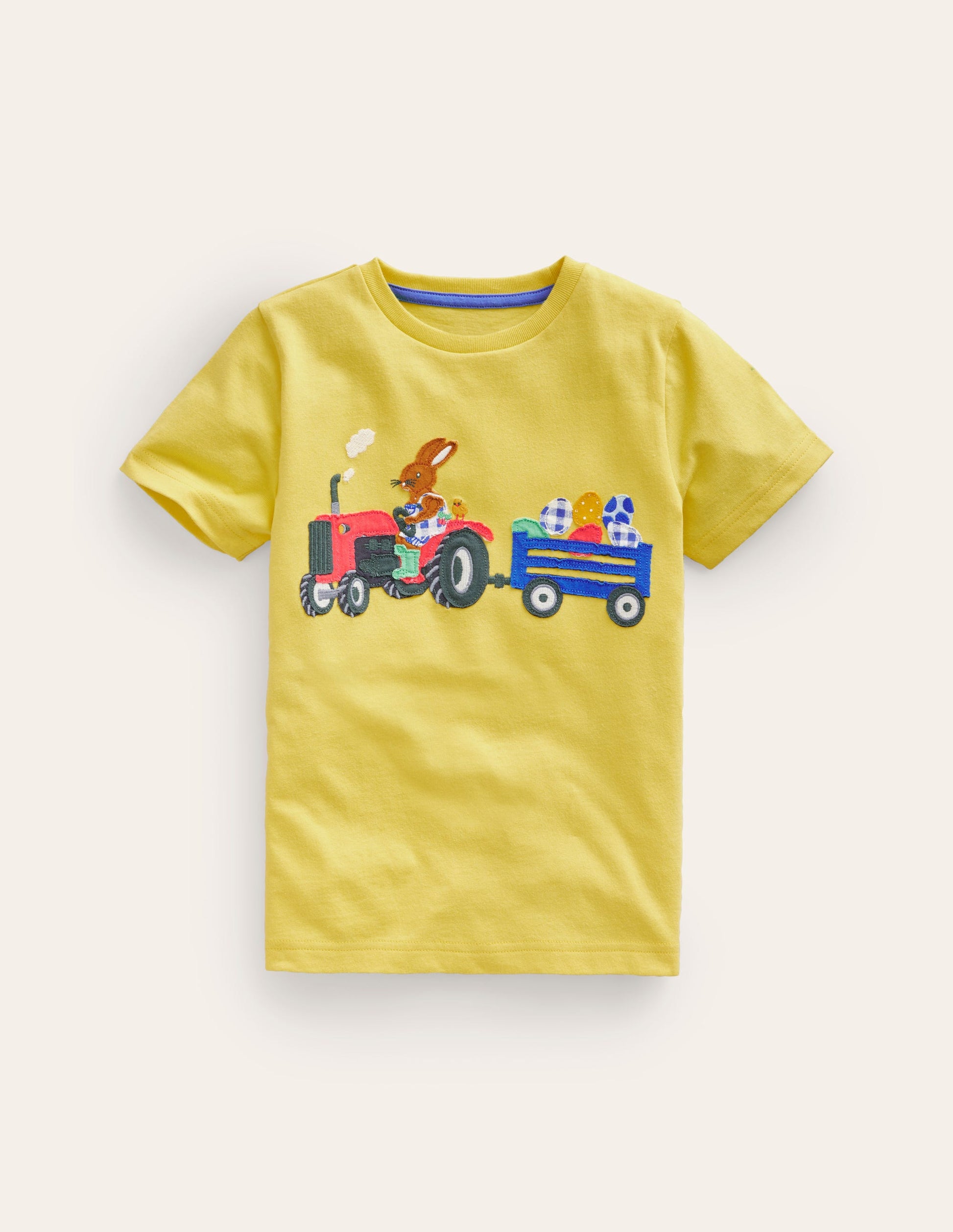 Easter Appliqué T-shirt-Zest Yellow Tractor-1